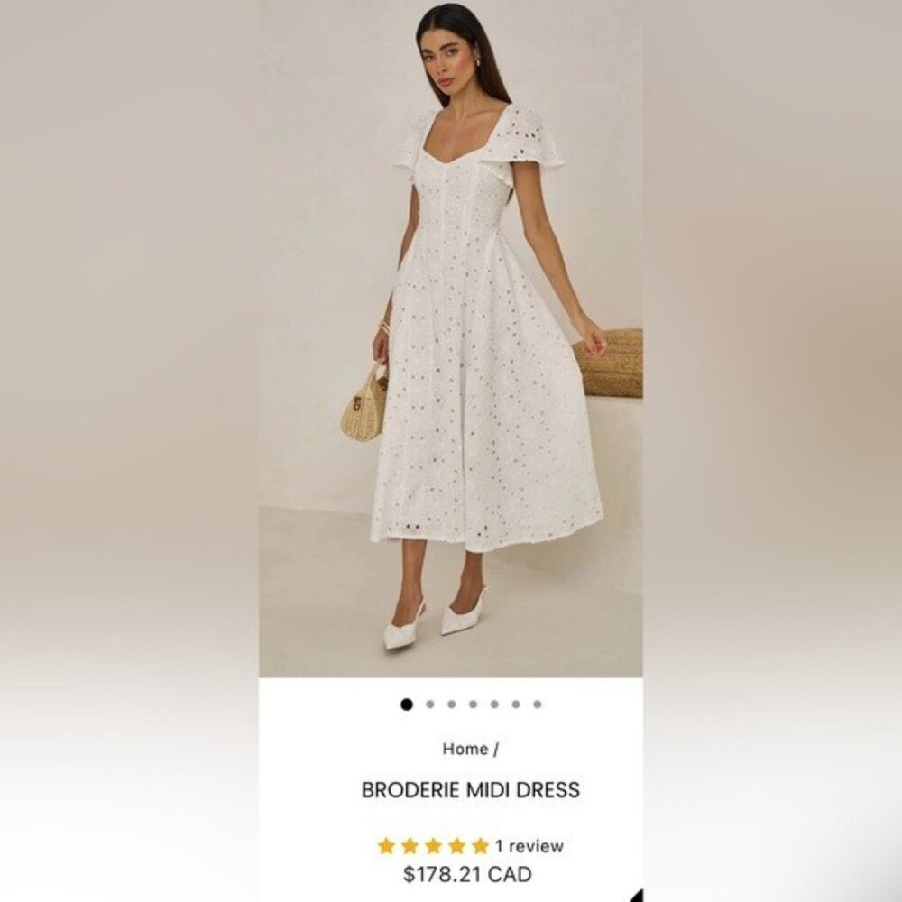 NWT Size XL - Extro&Vert Ada Flutter-Sleeve Broderie Midi Dress (NWT US$ 123) - Picture 8 of 16